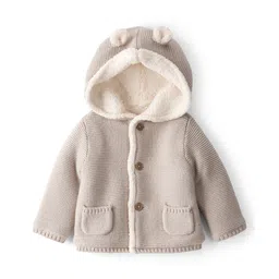 Carter's Knit Full Sleeves Solid Colour Hooded Jacket With Ear Applique - Grey-picture-19