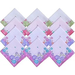 cartup Cotton Women's Handkerchief Set – Soft and Stylish Ladies Hankies for Everyday Use - Pack of 12-picture-55