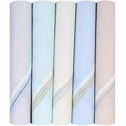 caruso italy Men's Premium 100% Pure Cotton Handkerchief Light Base with Colored Border-picture-13