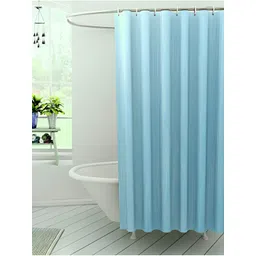 CASA-NEST Blue 9 Pieces Self Design Waterproof Shower Curtain With Hooks-picture-15