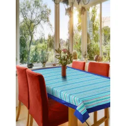 CASA-NEST Blue Anti-Skid Cotton 6-Seater Table Cover-picture-42