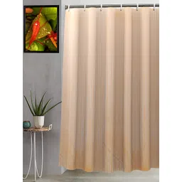 CASA-NEST Cream Coloured 9 Pieces Self Design Waterproof Shower Curtain With Hooks-picture-53