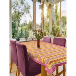 CASA-NEST Yellow & Pink Anti-Skid Cotton 6-Seater Table Cover-picture-17