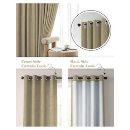 CASABLEU Beige 2 Pieces Black Out Door Curtains image 2