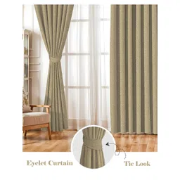 CASABLEU Beige 2 Pieces Black Out Door Curtains image 4