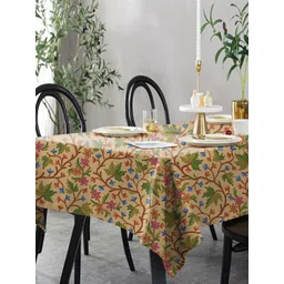 CASABLEU Beige & Green 2 Pieces Floral Printed 6-Seater Table Cover-picture-15