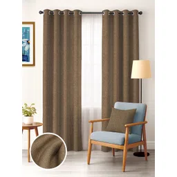 CASABLEU Coffee Brown 2 Pieces Black Out Door Curtains-picture-19