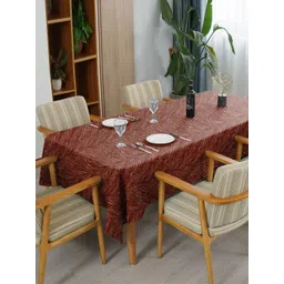 CASABLEU Maroon and Beige 2 Pieces Floral Printed Rectangle 6-Seater Table Covers-picture-31
