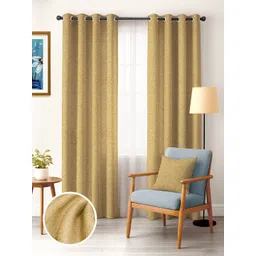 CASABLEU Mustard 2 Pieces Black Out Door Curtains-picture-27