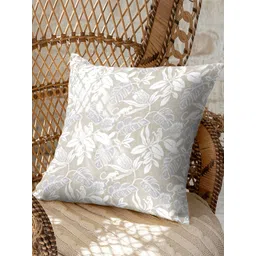 CASABLEU Premium Savanna Beige and White 2 Pieces Floral Printed Square Cushion Covers-picture-37