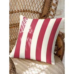 CASABLEU Red & White 2 Pieces Striped Square Cushion Covers-picture-36