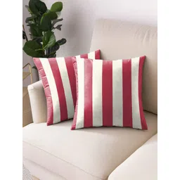 CASABLEU Red & White 2 Pieces Striped Square Cushion Covers-picture-24