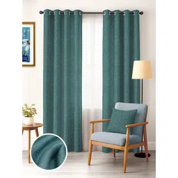 CASABLEU Teal 2 Pieces Black Out Door Curtains-picture-27
