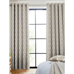 CASABLEU Turquoise Blue & Beige 2 Pieces Ethnic Motifs Room Darkening Door Curtains-picture-32