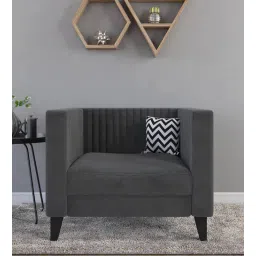 Alejandro Velvet 1 Seater Sofa In Carbon Grey Colour-image-49