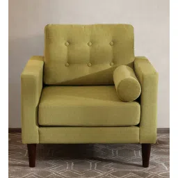 casacraft from pepperfry Alaine Fabric 1 Seater Sofa In Olive Green Colour-picture-38