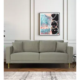 casacraft from pepperfry Lawson Velvet 3 Seater Sofa in Off Beige Colour-picture-19