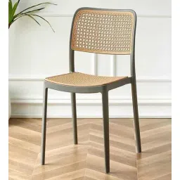 casacraft from pepperfry Plastic Cane Caf Chair in Grey Colour-picture-26