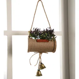 casacraft from pepperfry Purple Plastic Artificial Bonsai in Jute Duffle with Bells-picture-26