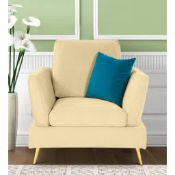 casacraft from pepperfry Trento Fabric 1 Seater Sofa in Cream Colour-picture-39