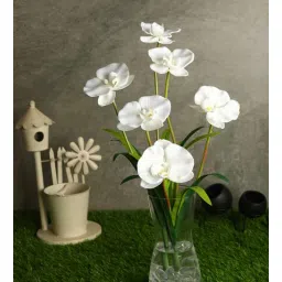 casacraft from pepperfry White Polyester Stunning Orchid Bunch Artificial Flowers-picture-35