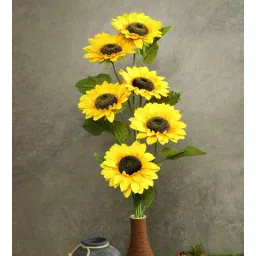 casacraft from pepperfry Yellow Polyester Fabric Decorative Artificial SunFlowers Set of 2-picture-32