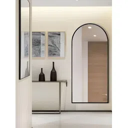 CasaGold Black & Grey Arch Shaped Framed Floor Mirror With Stand-picture-25