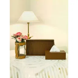 CasaGold Brown Leather Tray With Tissue Box-picture-31