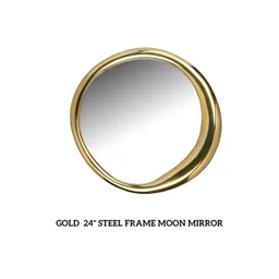 CasaGold Classic Wane Moon Beige & Grey Round Shape Framed Bathroom Wall Mirror-picture-24