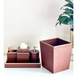 casagold Tan Brown Gold 5 Pieces Bathroom Accessories Complete Set-picture-14