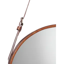 CasaGold Tan Brown Leather Round Mirror With Belt image 5