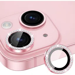 CASELIA Back Camera Lens Ring Guard Protector for iPhone 15/15 Plus Individual Metal Diamond, Ring 9H Hardness (Pink Diamond)-picture-32