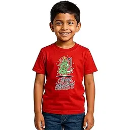 caseria Kid's Cotton Graphic Printed Half Sleeve T-Shirt - CH Merry Christmas-picture-40