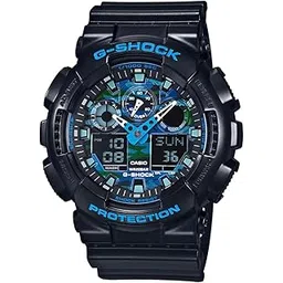 casio G-Shock GA-100CB-1ADR Black & Blue Camouflage Analog-Digital Dial Black Resin Strap Men's Watch Shock And 200M Water Resistant G625-picture-35