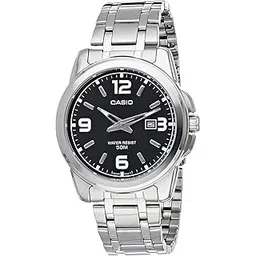 casio Men Fabric Enticer Gents Analog Black Dial Watch-Mtp-1314D-1Avdf, Band Color-Silver-picture-18