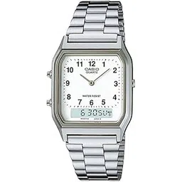 casio Men Vintage AQ-230A-7BHDF White Analog-Digital Dial Silver Stainless Steel Band Ad02-picture-13
