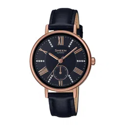 CASIO Women Black Embellished Dial & Leather Straps Analogue Watch SH237-picture-34