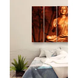 Casperme 5 Pieces Beige & Black Wooden Religious Buddha Big Wall Painting-picture-11