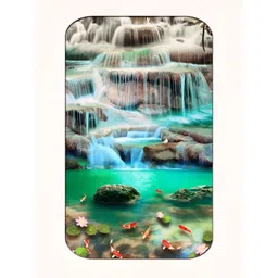 Casperme Beige & Blue Waterfalls Framed Painting Wall Art-picture-38