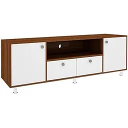 CASPIAN Engineered Wood Wooden TV Entertainment Unit Brown & White | 70 Inches TV Stand/Panel for Bedroom & Living Room with Storage 2 Cabinets, Shelf & Drawers | Media Console Table for Set Top Box-picture-11
