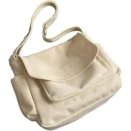 Casual Messenger Shoulder Bag, Canvas, Large Front Flap Design with side 2 pockets-picture-39