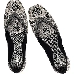 catbird Women's Black Embroidered Traditional Flats Punjabi Jutis 7 UK-picture-18
