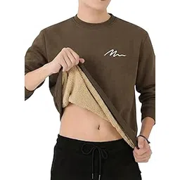 catbunny Men’s Winter Round Neck Fleece-Lined Sweatshirt | Ultra Warm Inner Fur Thermal Sweatshirt for Men | Soft & Cozy Winter Wear | Casual Regular Fit Pullover-picture-34