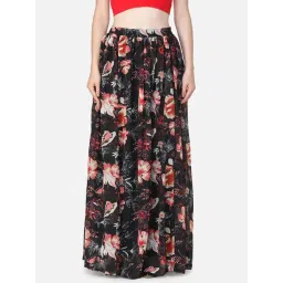 Cation Black Floral Pattern Maxi Skirt-picture-23