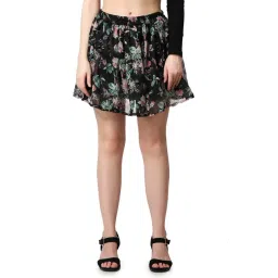 Cation Black Floral Print Mini Skirt-picture-16