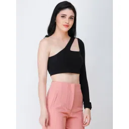 Cation Black One Shoulder Crop Top image 4