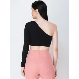 Cation Black One Shoulder Crop Top image 2