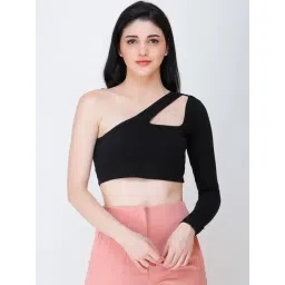 Cation Black One Shoulder Crop Top image 1