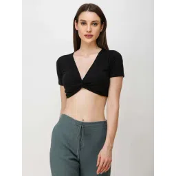 Cation Black V Neck Crop Top-picture-36