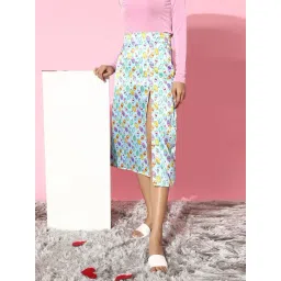 Cation Blue Printed A-Line Skirt-picture-26